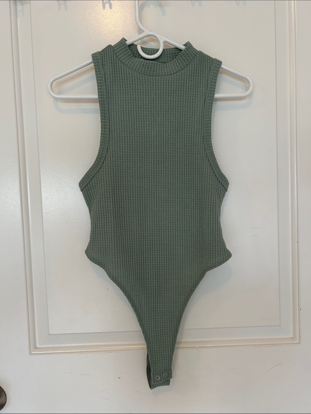 NWT Forever 21 Seafoam Green Waffle Knit Sleeveless Bodysuit